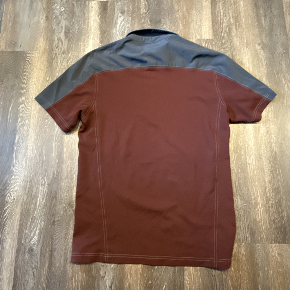 Kuhl Shadow Short Sleeve 1/4 Zip Polo Golf Shirt Men's Large Crimson & Gray - Picture 4 of 6